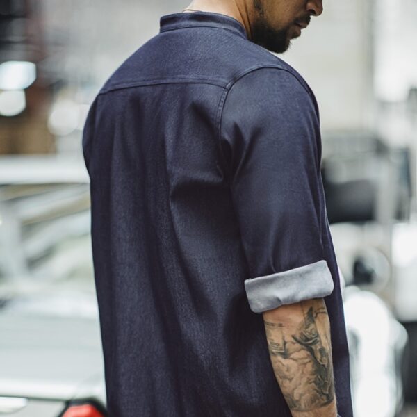 Retro Crew Neck Casual Long Sleeve Shirt Coat Men's Autumn - Image 2