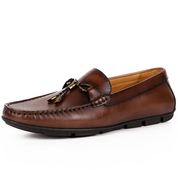 Handmade Shoes British Casual Slip-on Leather Toe Layer Cowhide - Image 3