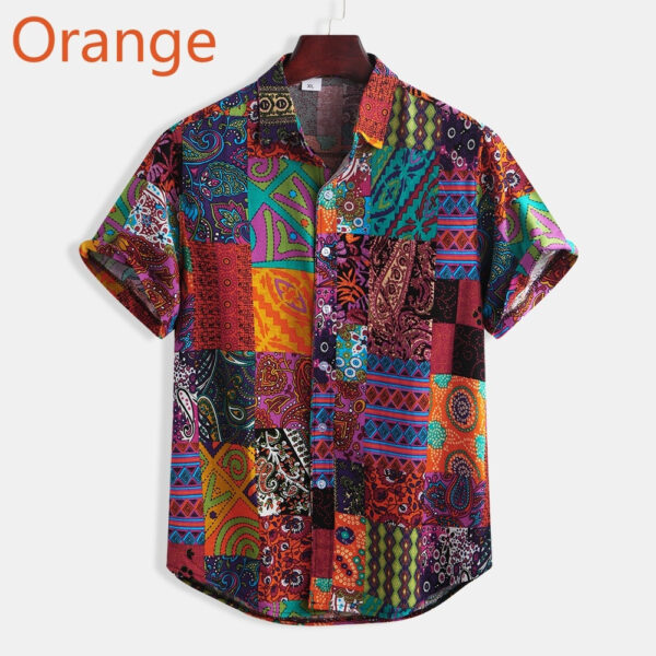 Casual Square Print Short Sleeve Shirt - Image 3