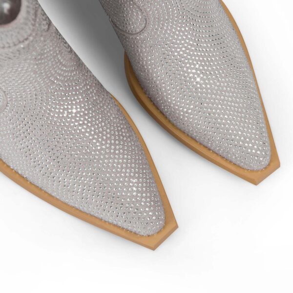 Green Pointed Baby's Breath Rhinestone Chunky Heel Sleeve - Image 6