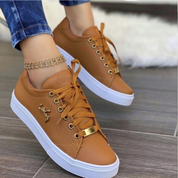 Lace Up Round Toe Sneakers Breathable Sports Low Top - Image 6