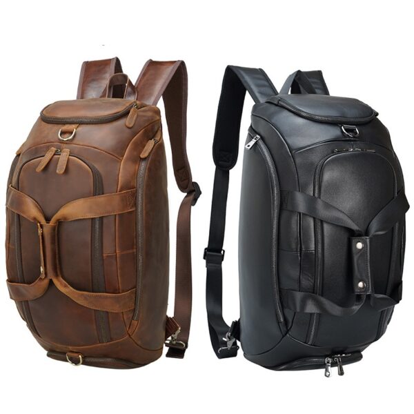 Men's Retro Cowhide Outdoor Large Capacity Backpack - Image 2