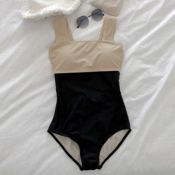 New Swimwear Jumpsuit Suspender Color Matching Covering Belly Thin Bikini Conservative Swimwear Women - Image 5