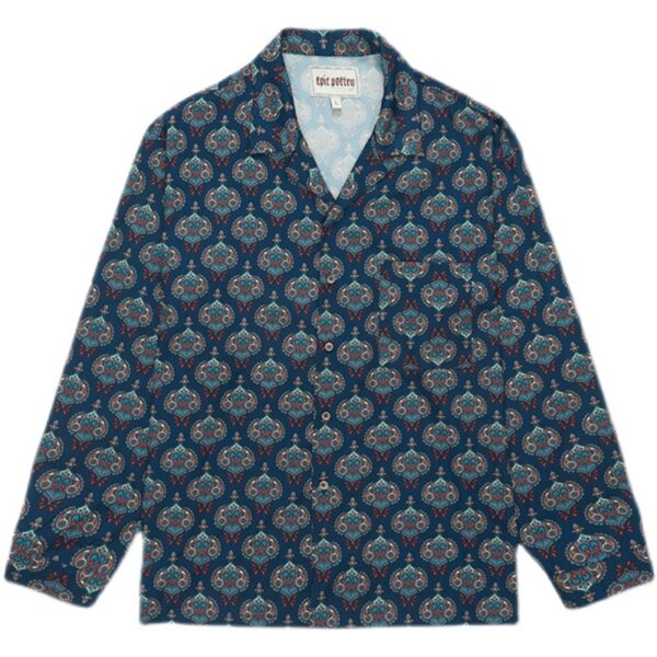 Retro Morphed Cashew Flower Men's Cuban Collar - Image 4