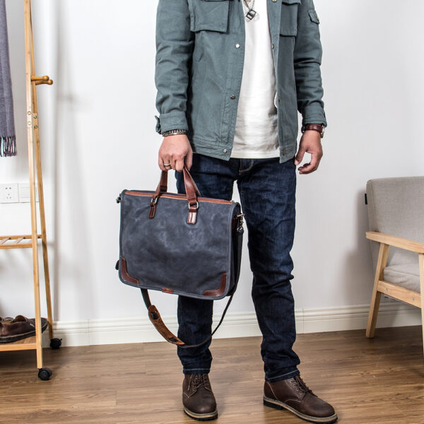 Leather Man's Hand Shoulder Slant Span Bag - Image 6