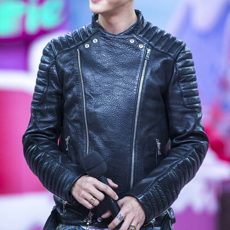 Men’s Sheep Bubble Cropped Leather Jacket