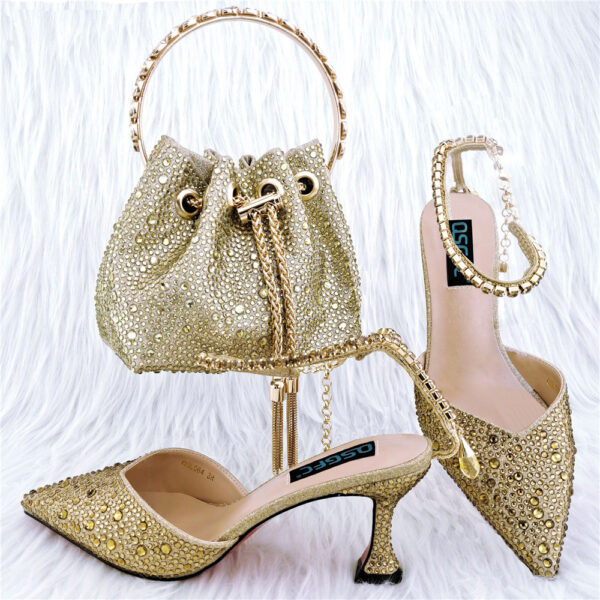 Shoe Bag Set Combination Pointy Back Empty Sandals Same Style Hand-held Diamond - Image 9