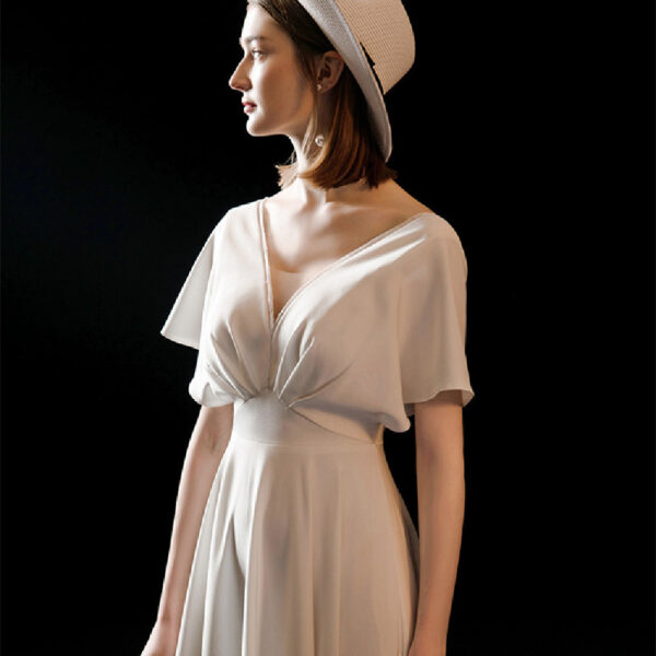 White Satin Premium Bridal Dress - Image 4