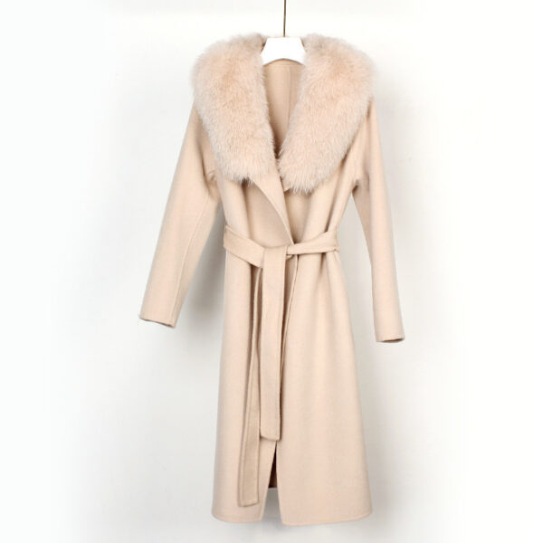Autumn And Winter New Wool Overcoat Double-faced Woolen Goods Long Belt Slim Fit - Image 6