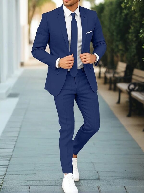 Men's New Linen Single Row One Button Suit - Image 2
