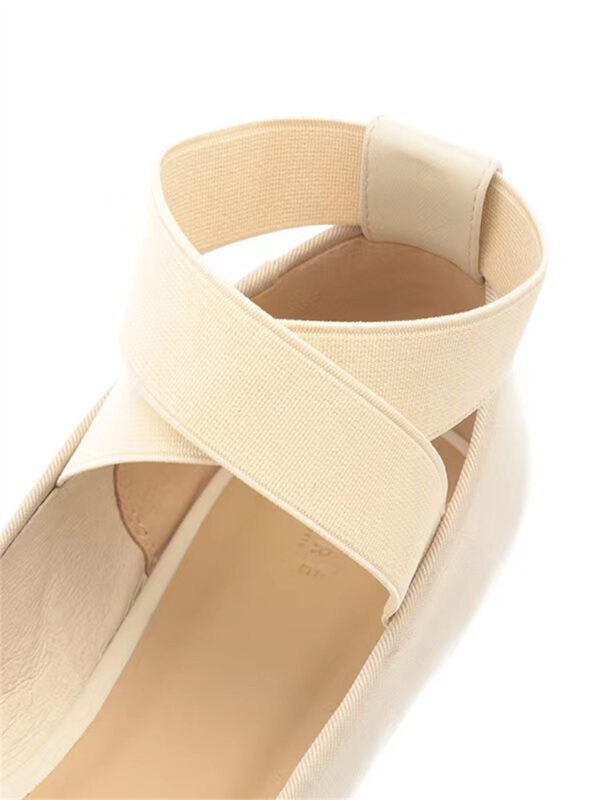 Women's Ballet Comfort Strap Leather Low Heel Pumps - Image 5