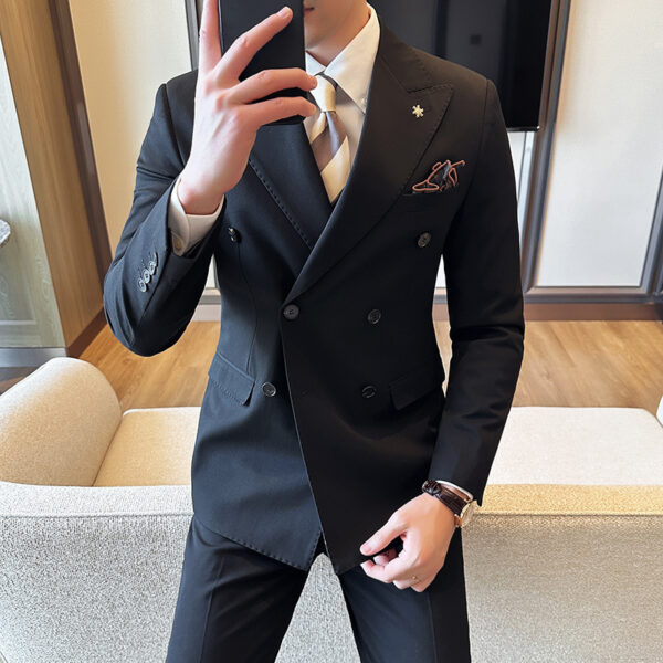Double Breasted Business Slim Fit Casual Two-piece Suit - Image 10