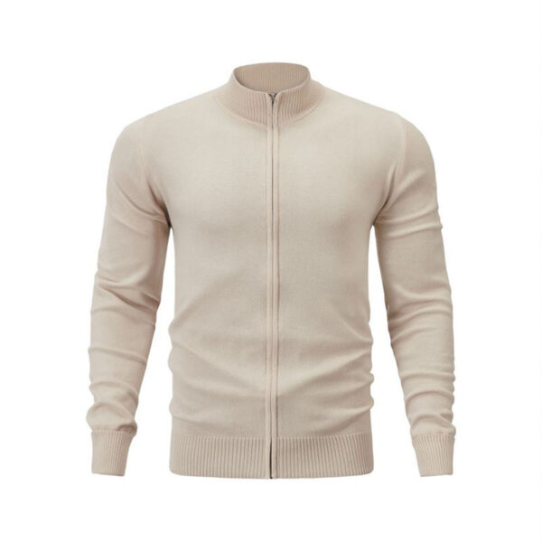 Stand Collar Casual Sports Sweater Solid Color Zipper Sweater - Image 3