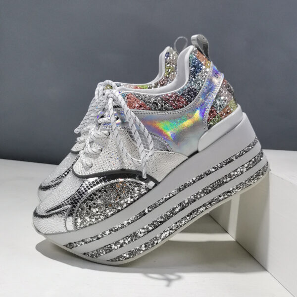 Genuine Leather Breathable Mesh Platform Shoes - Image 3
