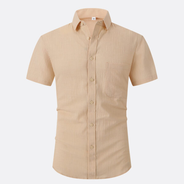 Linen Ice Sensation Lightweight Breathable Solid Color Half Sleeve Shirt - Image 7