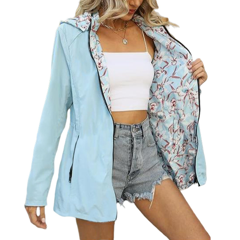 Printed Women’s Zipper Windbreaker Japanese And Korean Fashion Double-sided Wear