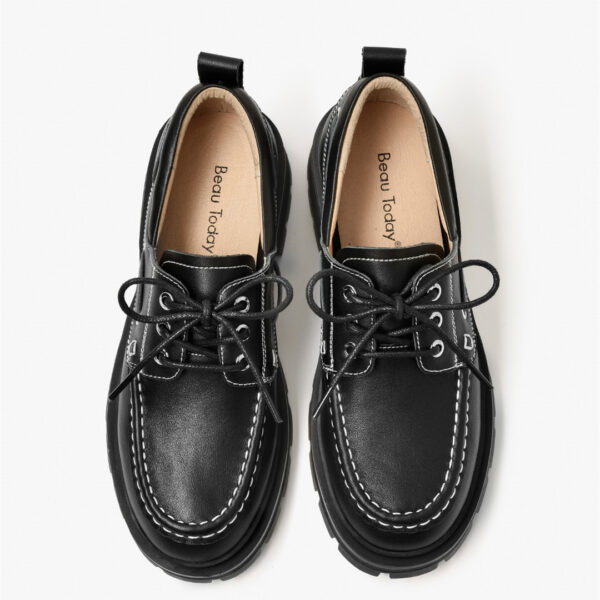 Summer Women's British Style Soft Leather Platform Flats - Image 5