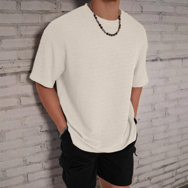 Men's Loose Hollow Solid Color Flow Round Neck T-shirt - Image 5