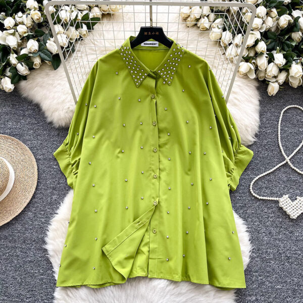 Fashionable Batwing Sleeve Loose Heavy Work Casual Shirt - Image 3