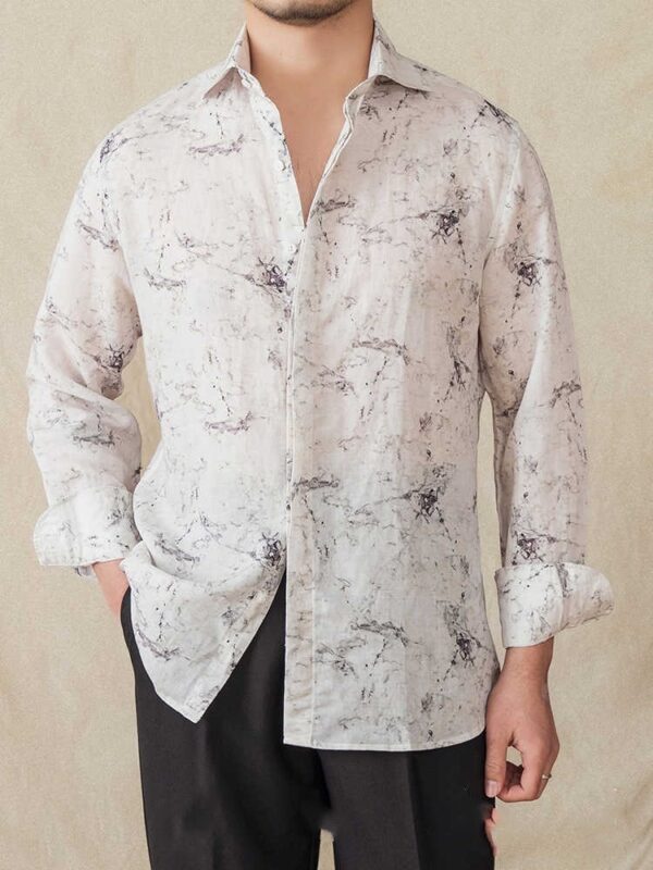 Thin Draping Breathable Long Sleeves Shirt Casual Retro Printed Shirt - Image 5