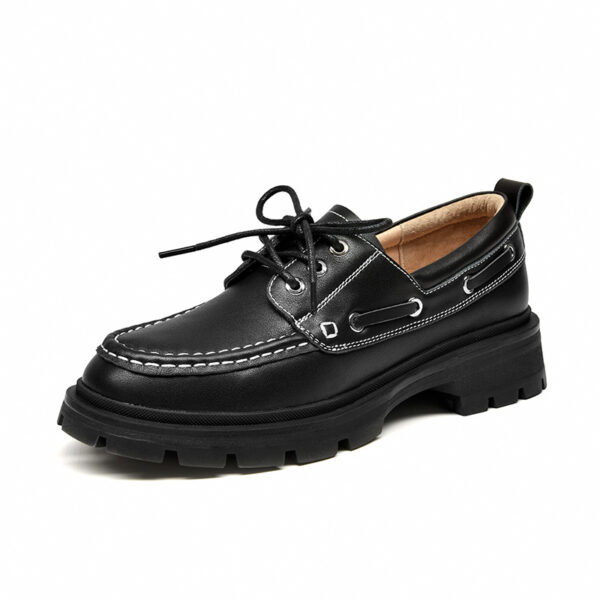 Summer Women's British Style Soft Leather Platform Flats - Image 4
