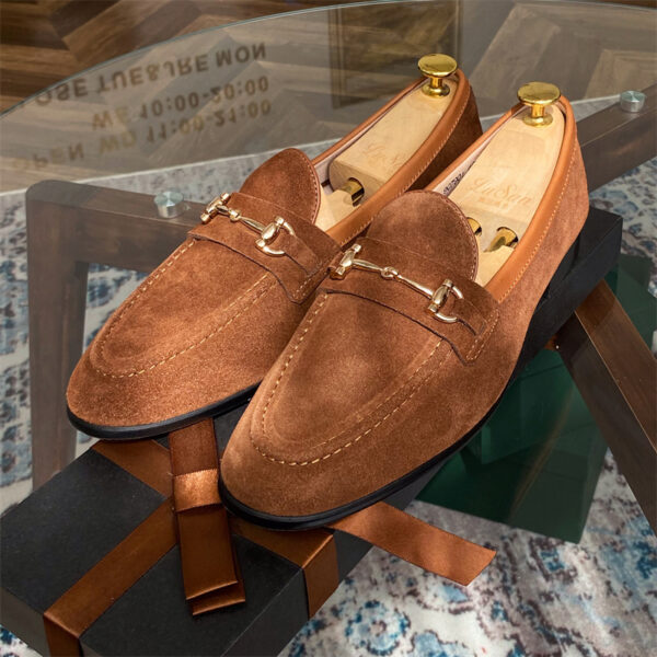 Soft Structure Suede Horsebit Slip On Shoes For Men - Image 4