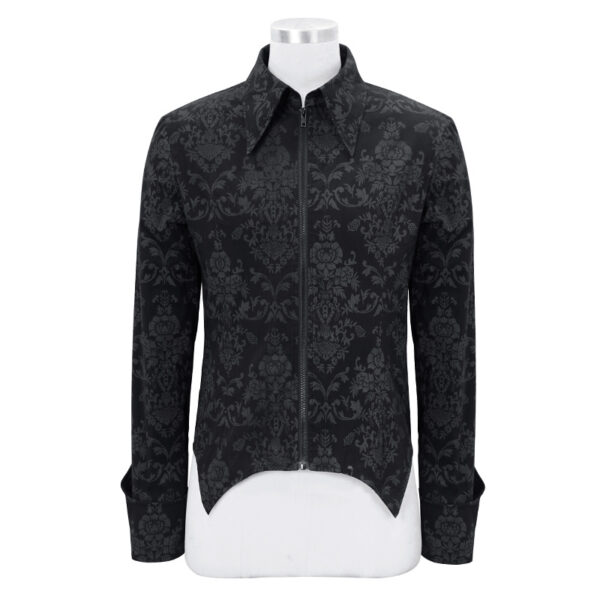 Men's Long Sleeve Stand Collar Zipper Embroidered Shirt - Image 3