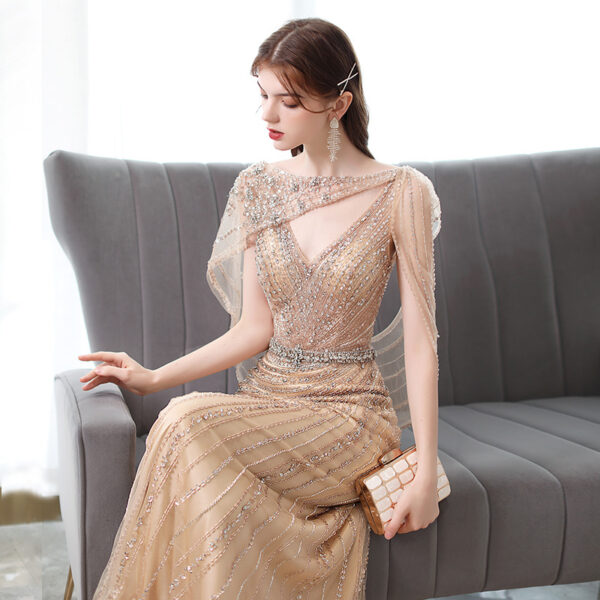 Women's Golden Fishtail Evening Dress - Image 5