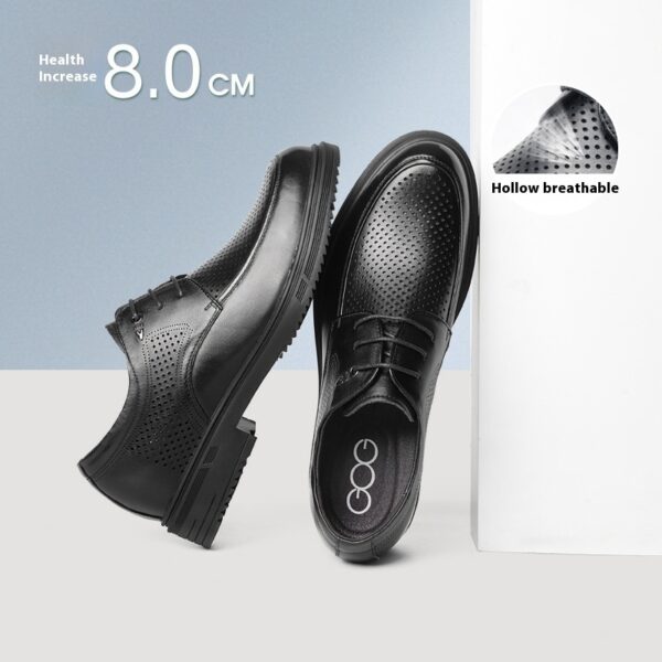 Height Increasing Insole 8cm Business Formal Wear Derby Shoes Genuine Leather Men's Shoes - Image 4