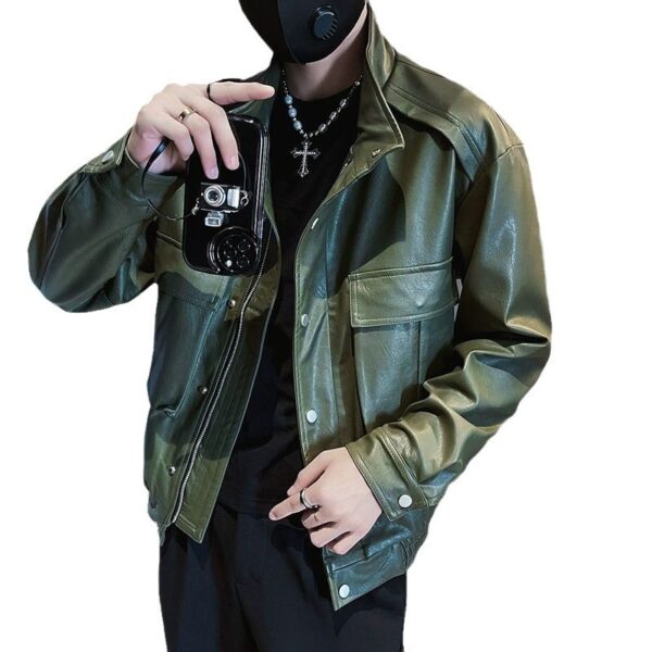 Spring And Autumn Pilot Leather Jacket Men - Image 2