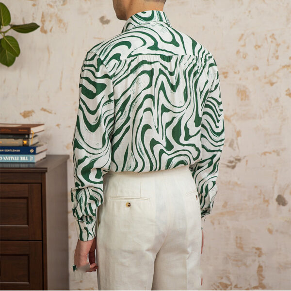 Linen Blended Breathable Draping Bow Tie Shirt - Image 4