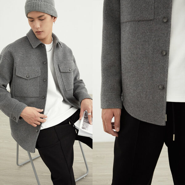 Men's Patch Bag Lapel Conventional Double-Sided Shirt Coat - Image 3