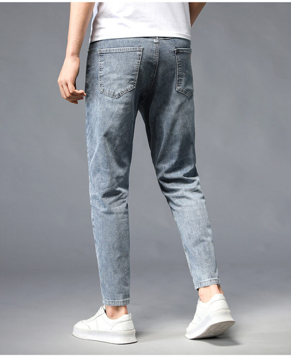Nine-Point Washed Small Feet Jeans Straight-Leg Pants Men - Image 3