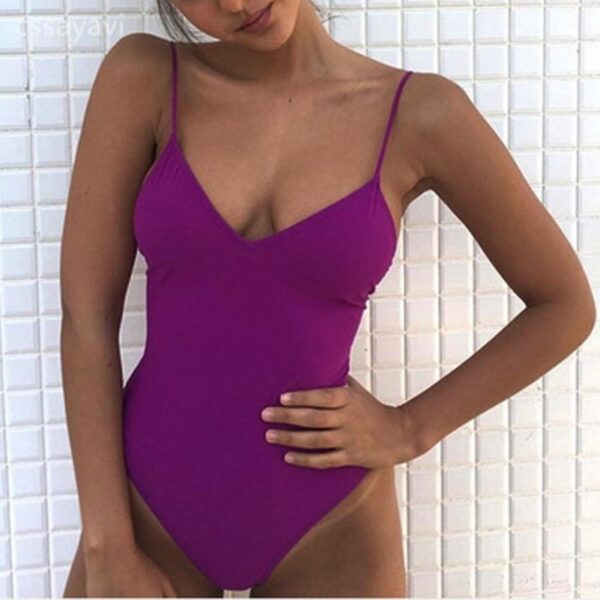 AliExpress Explosion models Bikini New Solid Color Siamese Swimwear Women Sexy Bikini Multicolor Swimwear - Image 8