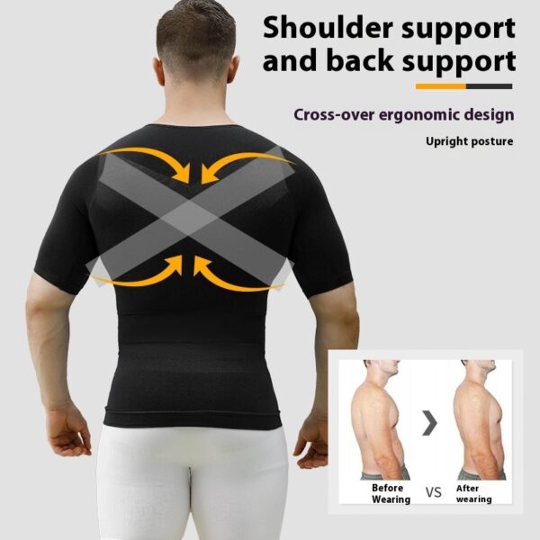 Men's Belly Contracting Chest Cover Sports Workout Bottoming Short Sleeve - Image 2