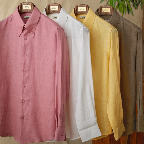 Long Linen Sleeves Shirt Large Pointed Collar Italian Style - Image 4