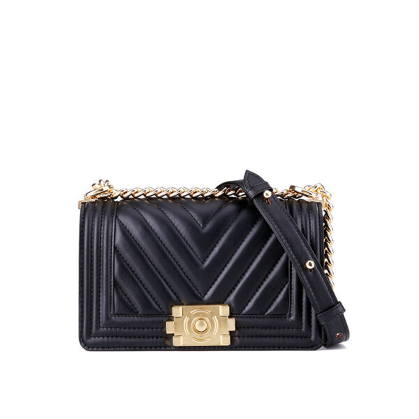 Leather one-shoulder diagonal colorful chain bag - Image 3