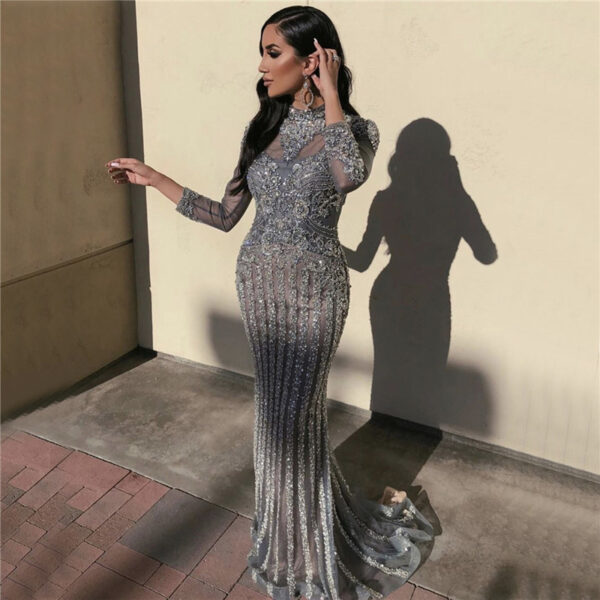 Long sleeve fishtail slim dress - Image 4