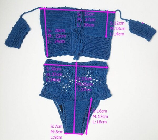 Knitted Swimwear Women Bikini Set Off Shoulder Swimsuit Bandeau Swimming Suit for Women Bandage High Waist Bathing Suit - Image 8