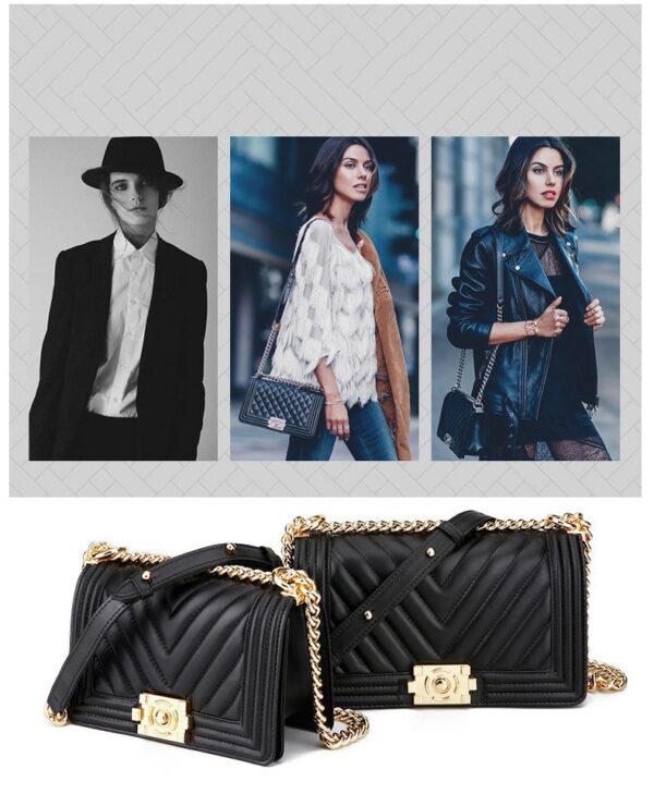 Leather one-shoulder diagonal colorful chain bag - Image 6