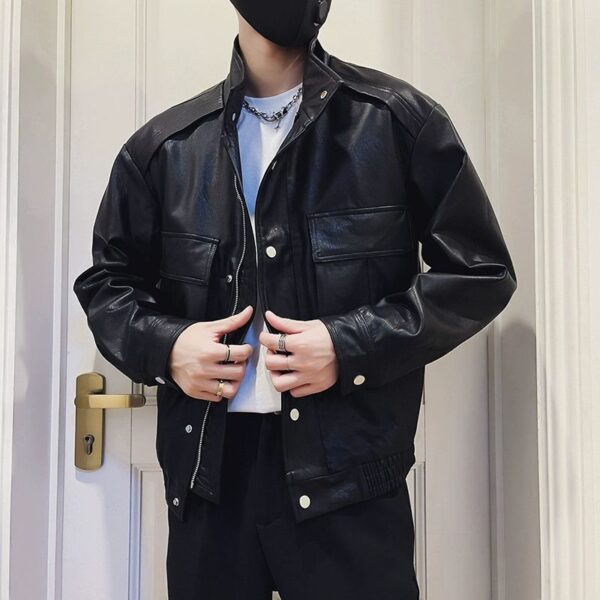 Spring And Autumn Pilot Leather Jacket Men - Image 5