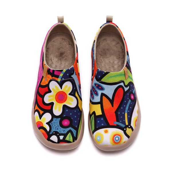 Women's Casual Shoes Painted Walking Slip On Lightweight Loafers Comfortable Canvas Fashion Sneakers - Image 3