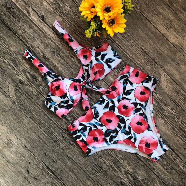 Cherry Print Bikini Push Up Front Knot Bikini Women Mujer Swimwear - Image 5