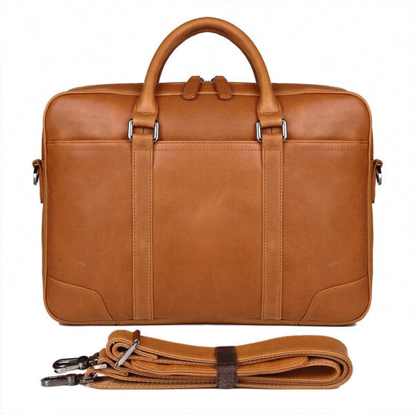 Computer Bag Tree Cream Leather Briefcase Double Layer Zipper Bag - Image 6
