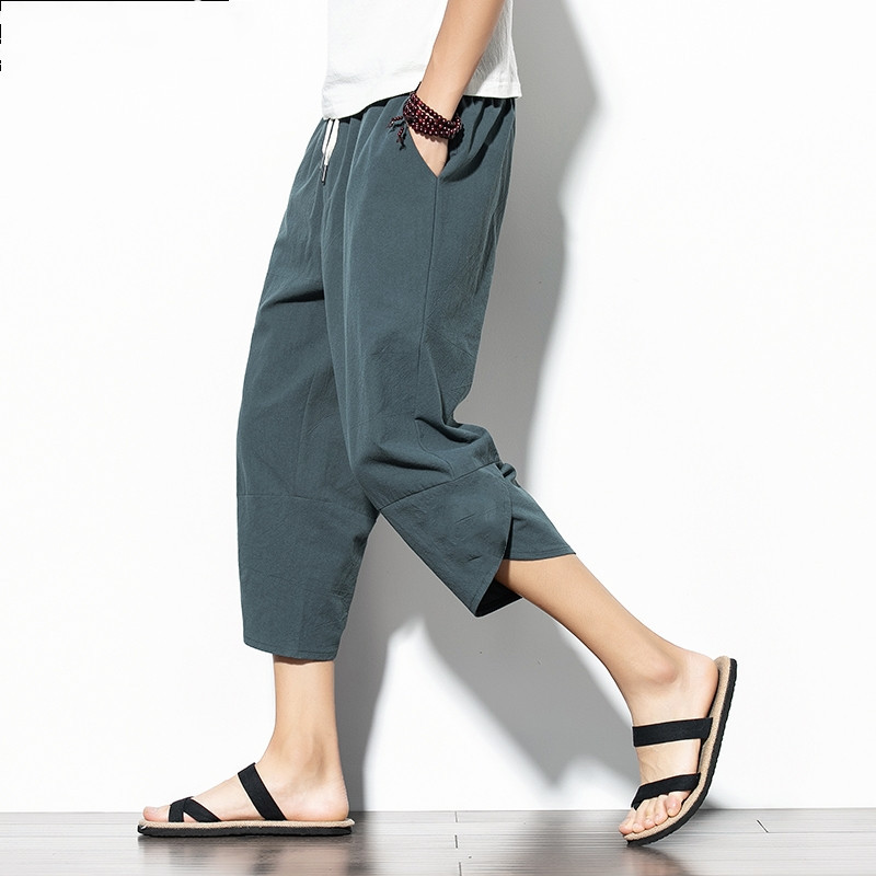 Chinese style big pants wide-leg pants Harlan print lantern loose cropped men’s road suit pants kimono road gown pants
