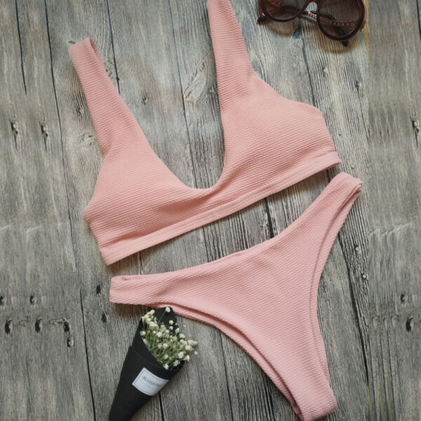Women Bikini Set Swimwear Padded solid Bathing Beachwear - Image 2