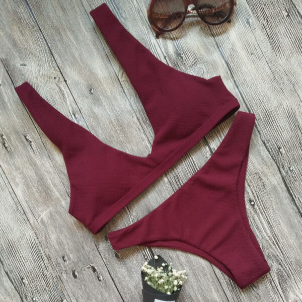 Women Bikini Set Swimwear Padded solid Bathing Beachwear - Image 5