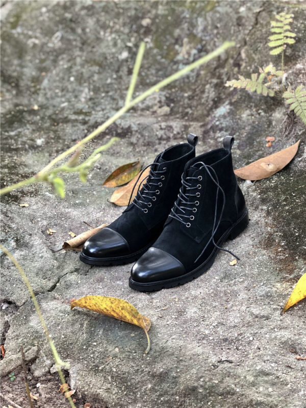 British Leather High-Top Lace-Up Shoes - Image 2