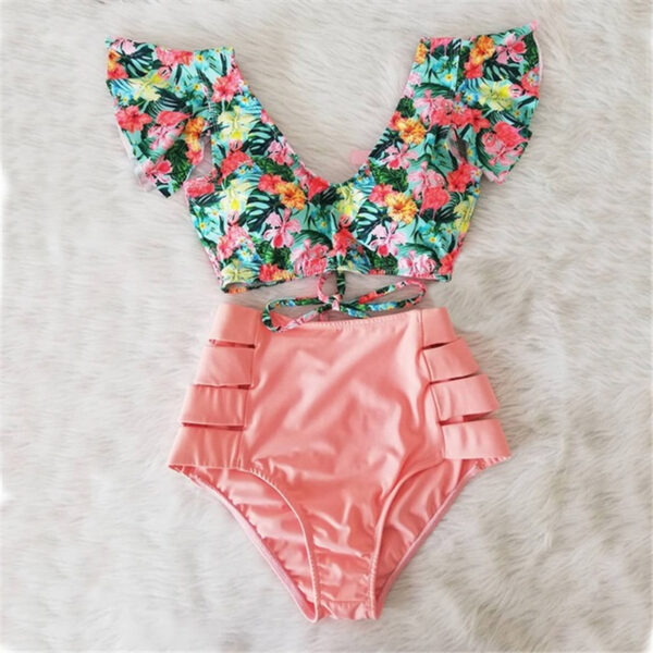 High Waist Bikini Ruffle Swimwear Women Print Sexy Swimsuits - Image 6