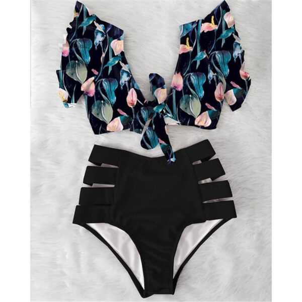 High Waist Bikini Ruffle Swimwear Women Print Sexy Swimsuits - Image 7